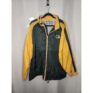 NWOT Vintage Logo Athletic Green Bay Packers Team NFL Windbreaker Jacket Mens XL